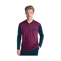 Pierre Cardin 6142 Erkek Uzun Kollu Yakası Düğmeli Jakarlı Pijama Takımı-bordo