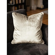 Gümüş Gri Premium Kadife Kırlent Kılıfı, 40 X 40 Cm, Parlak Doku Diğer