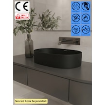 Thorax Flora Sınırsız Renk Leke Tutmaz Granit Çanak Banyo Evyesi Lavabosu Modern Yuvarlak Tasarım Çok Renkli