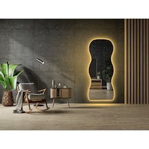 90 Cm Ledli Dalgalı Dekoratif Duvar Boy Aynası Şeffaf