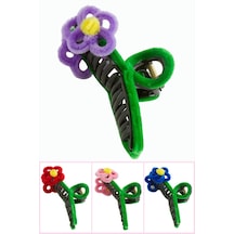 Çiçek Tüylü Mandal Toka 11 Cm Çok Renkli
