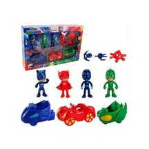 Pj Masks Pijamaskeliler Arabalı Figür Seti Kutulu 10'lu Figür Seti Kedi Çocuk Baykuş Kız Kertenkele