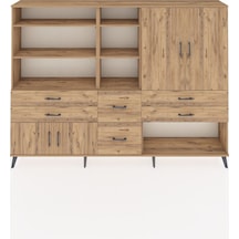 Arges Dolap 10 Raflı 6 Çekmeceli 4 Kapaklı 220x30x163 Çam-çam Çam-çam