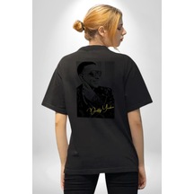 Daddy Yankee Müzik Star Pamuklu Unisex Oversize Sırt Dijital Baskılı Siyah T-shirt Siyah