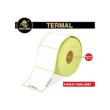 King Label 100x100mm Termal Barkod Etiketi 6 Rulo 500'lü Sarım Toplam 3000 Etiket Diğer
