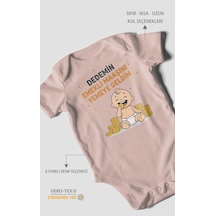 Dedemin Emekli Maaşını Yemeye Geldim Baskılı Bebek Zıbını Çıtçıtlı Body %100 Pamuk Kısa Kol Pastel Pembe