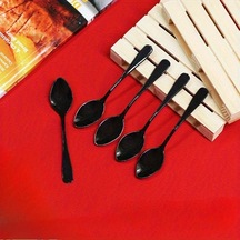 Willowhaven 99 Adet Siyah Uçlu Dayanıklı Mini Plastik Tatlı Kaşığı - Düğün Parti Pasta Çerez Siyah