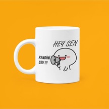 Hey Sen Kendini Sev Baskılı Motivasyon Kupası Beyaz
