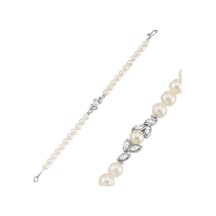 6,5 Mm Yaprak Taşlı Doğal İnci Bileklik 18 Cm / Beyaz Beyaz Beyaz Altın