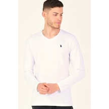 T8587 Dewberry V Yaka Erkek Uzun Kol T-shırt-beyaz Beyaz T8587 Dewberry V Yaka Erkek Uzun Kol T-shırt-beyaz Beyaz