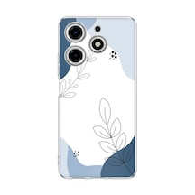 Tecno Spark 10 Pro Uyumlu Mavi Huzur Şekiller Ve Botanik Çizgiler Baskılı Silikon Kılıf