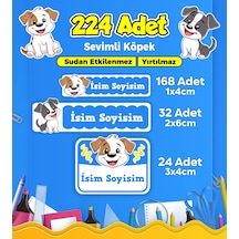 Sevimli Köpek Temalı Okul Kreş Kişiye Özel İsim Etiket Seti - Model 388 Çok Renkli
