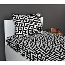 Lexroo Totem Desenli Ranforce Lastikli Çarşaf Seti Siyah-beyaz, 100 X 200 Tek Kişilik