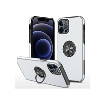 Apple İphone 12 Pro Kılıf Elit Yüzüklü Kapak - Gümüş 0.2M-Çok Renkli