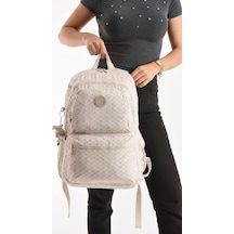 Baginn Unisex Kadın Sırt Çantası Gümlük Kullanıma Uygun Büyük Boy Seyahat Çantası 43 30 Cm Okul Çantası Krem