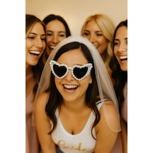 Bride Bekarlığa Veda Gelin Gözlüğü Kalp Şekinde İncili Beyaz Göz Diğer