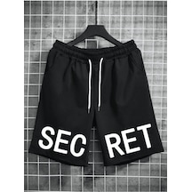 Altamira Erkek Siyah Secret Baskılı Oversize Şort 001