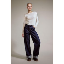 Defacto Wide Leg Geniş Bol Katlamalı Paça Jean Pantolon G2723ax25aunm26 Lacivert