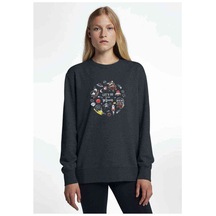 Let'S Go To The Moon Baskılı Füme Antrasit Kadın Sweatshirt