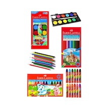Öğrenci Boyama Seti 3 Lü Faber 12 Renk Sulu Boya Kuru Boya Pastel Boya 12 Li Boya Set Faber Castell Okul Sınıf