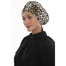 Hürrem Bone Gold Drapeli Salaş Tesettür Bone Sandy Leopar Desen 2510 03 Gold