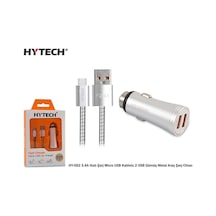 Hytech Hy-X62 3.4A Hızlı Şarj Micro Usb Kablolu 2 Usb Gümüş Metal