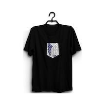 Unisex Siyah Attack On Titan Baskılı Tişört SIYAH