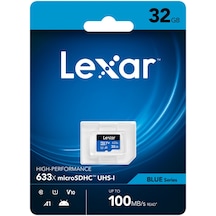 Lexar Blue Series 32 GB 633X MicroSDHC UHS-I 4K UHD V10 U1 A1 C10 Hafiza Kart