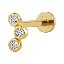 Goldkupe Üç Taşlı Altın Piercing-6477