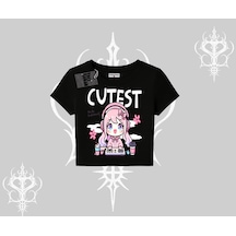 Tarzsokak Babby Tee Tshirt Cute Anime Gamer Girl Baskılı Siyah