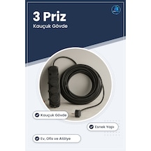 Grup Priz Uzatma Kablosu 3 Prizli Kauçuk Gövdeli Dayanıklı Esnek 1.5