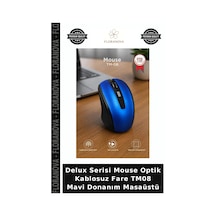 Delux Serisi Mouse Optik Kablosuz Fare Tm08 Mavi Donanım Masaüstü