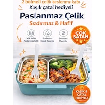 Benmarili Paslanmaz Çelik Yemek Kabı 2 Bölmeli Beslenme Kabı Saklama Kabı Diğer