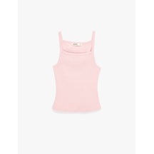Koton Slim Fit Ribanalı Kolsuz Kare Yaka Bluz Pembe 6sak10235ek Gül