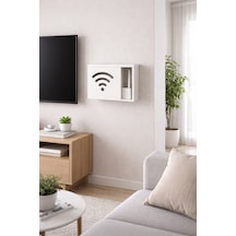 Teknor Ahşap Modem Saklama Kutusu Dekoratif Wifi Desenli Saklama Kutusu Demonte 35 X 40 Cm Sürgülü