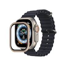 Ilkeshop Newface Apple Watch UyumluUltra 49mm Alüminyum Kasa Cam Ekran Koruyucu - Gold
