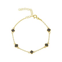 Siyah Yonca Bileklik 718536 Gold Gümüş