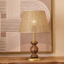 Lighting Fiona Ahşap Abajur - Ceviz Ayak / Kahverengi Başlık - 40 Cm Çok Renkli