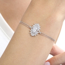 Effective Diamond Venedik Dansı Işıltılı Gümüş Bileklik