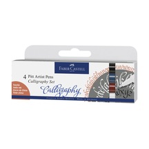 Faber-Castell Pitt Kaligrafi Çizim Kalemi Seti 4’lü,2 mm Kesik Uç,Kalıcı Hint Mürekkebi, Solmaya Dayanıklı, 4 Renk