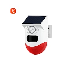 Mufunye Tuya Wifi Güneş Enerjili Kablosuz Kızılötesi Hareket Sensörü Dedektörü Strobe Siren 120db Alarm Su Geçirmez Pır Sensörü