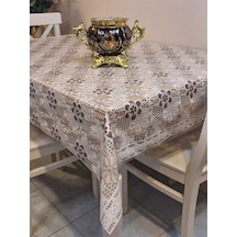 Ithal Pvc Muşamba - Desenli Silinebilir Masa Örtüsü 07iz02 Kahverengi