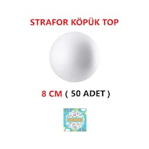 Strafor Köpük Top Küre Top Beyaz - 8 Cm - 50 Adet