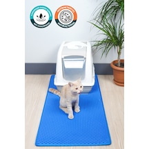 50x110 Cm Hücreli Kedi Kumu Paspası Kedi Matı Kedi Tuvalet Önü Paspası Mavi