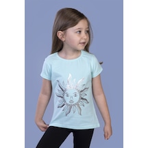 Toontoy Kids Toontoy Kız Çocuk Güneş Varaklı Tişört Mint Yeşili