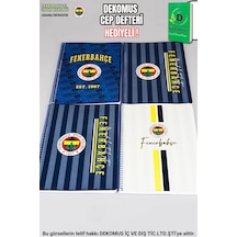 "dekomus Cep Defteri Hediyeli" Lisanslı Fenerbahçe Spırallı 2 Adet Kareli Ve 2 Adet Çizgili A4 Karton Kapak 72 Yaprak Defter Seti Altın
