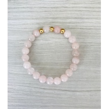 Mk Tasarım Gerçek Pembe Kuvars Taşı Bileklik Mkt49003 Çok Renkli