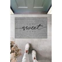 Rugmood Modern Dijital Baskı Paspas - Popüler Home Sweet Home - Kapı Önü Paspası 70x45cm Gri