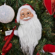 Yılbaşı Süsü Noel Baba Kafası Kırmızı Payetli Şapkalı 32 Cm