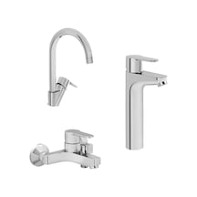 Artema Win S Yüksek Lavabo + Eviye Mutfak + Banyo Duş Batarya Seti Krom